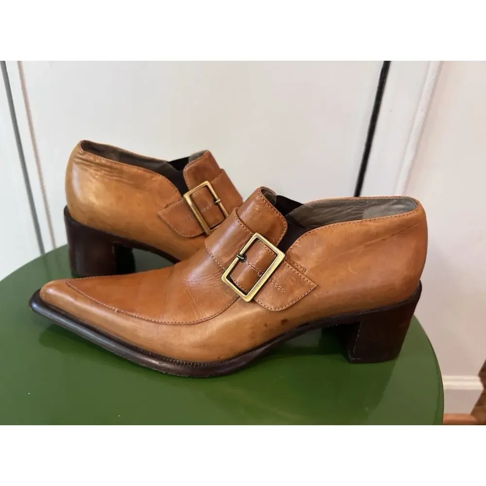 Enzo Moreni monk strap shoes mens Italian leather‎ pointed toe. Italian Size 38